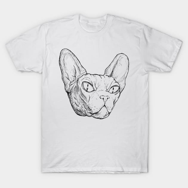 Evil Cat Ink Sketch T-Shirt by AwePup